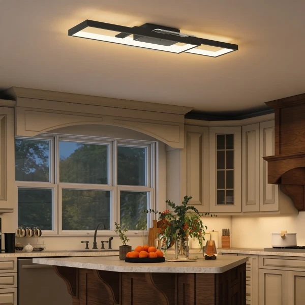 LED Plafondlamp 43W 4600LM 3000 6000K Dimbare Plafondlamp Plat Met Afstandsbediening Wandschakelaar 70 X 30 X 7 Cm Zwart