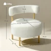 Loungestoel Relaxstoel Met Sherpa Vlies, Metalen Poten In Houtlook Gestoffeerde Stoel 67 X 67 X 71 Cm Crèmewit