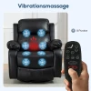 Massagesstoel Met 8 Vibratiekoppen, Relaxstoel, Verstelbare Rugleuning + Voetensteun, Zwart