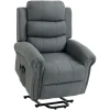 Massagestoel Met Opsta hulp, Relaxstoel, Vibratiekoppen, Met Kantelfunctie, Linnenlook, Grijs