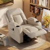 Massagestoel Met Schommel , Lig & Verwarmingsfunctie, 3 Modi, Draaibaar, Crèmewit