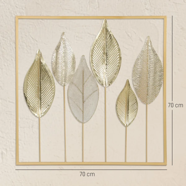 Metalen Frame Met Bladontwerp, Wanddecoratie, Moderne Stijl, Goudkleurig