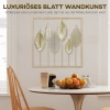 Metalen Frame Met Bladontwerp, Wanddecoratie, Moderne Stijl, Goudkleurig