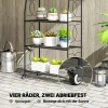 Metalen Plantenstandaard Met 4 Niveaus, Robuust Ladderrek Voor Bloempotten Met Vergrendelbare Wielen