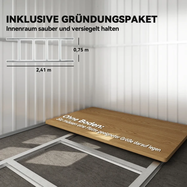 Metalen Schuur Voor Het Opbergen Van Tuingereedschap, Met Raam, Brede Deur, 260 X 177 X 190 Cm, Groen