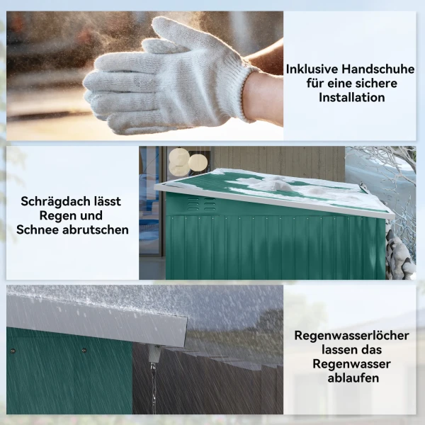 Metalen Schuur Voor Het Opbergen Van Tuingereedschap, Met Raam, Brede Deur, 260 X 177 X 190 Cm, Groen