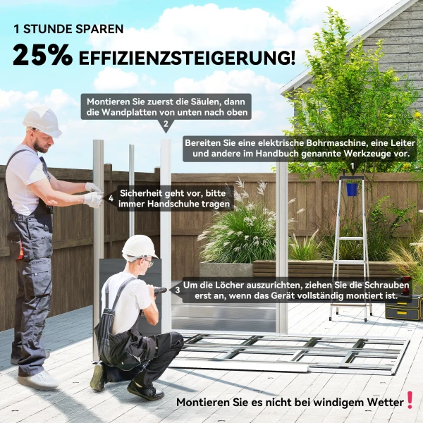 Metalen Tuinhuisje, Weerbestendig & Roestvrij, Afsluitbaar, 2,40 X 2,06 X 1,98 M, Donkergrijs