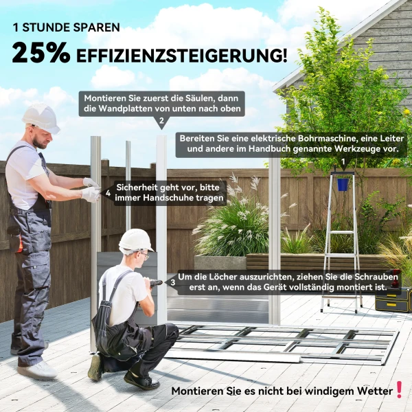Metalen Tuinhuisje, Weerbestendig & Roestvrij, Afsluitbaar, 2,40 X 2,06 X 1,98 M, Lichtgrijs