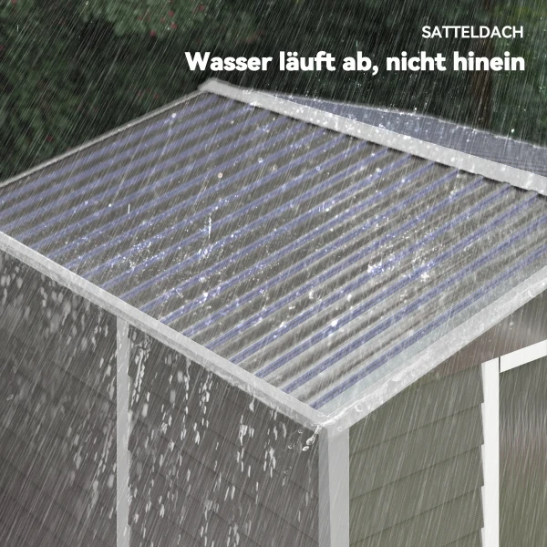 Metalen Tuinhuisje, Weerbestendig & Roestvrij, Afsluitbaar, 2,40 X 2,06 X 1,98 M, Lichtgrijs