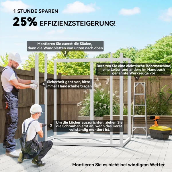 Metalen Tuinschuur, Afsluitbaar, Dubbele Deur, Raam, Aluminium Frame, 1,80 X 1,30 X 2,10 M, Grijs