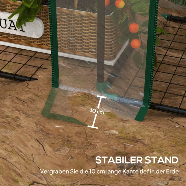 Mini kas, 3 Verdiepingen, 6 Draadrekken, 2 Openingen, Kunststof Zeil, Transparant