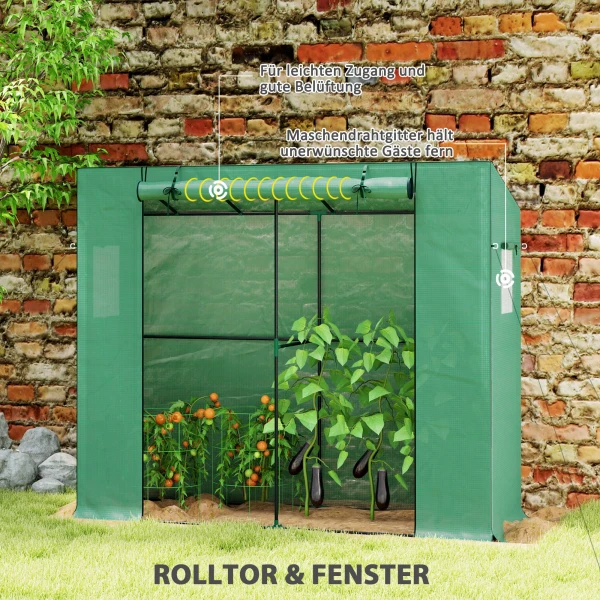 Mini kas, Leunende Kas Met Roldeur En Netramen, UV bestendig, Voor Bloemen, Zaailingen, Planten, Groen