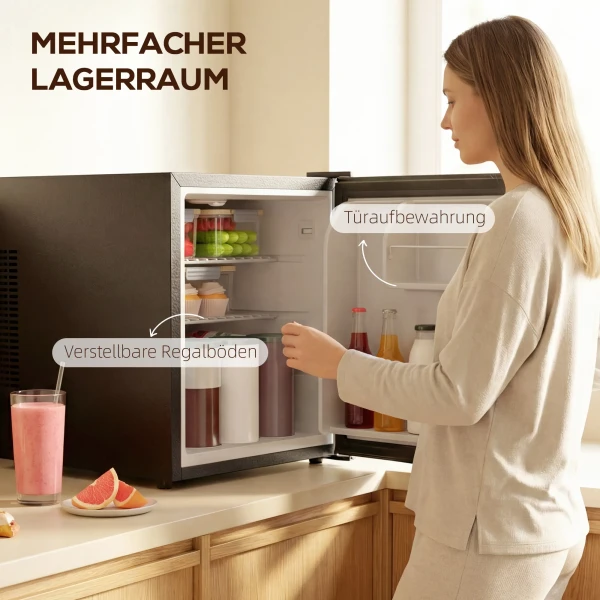 Mini Koelkast 44L/46 Blikjes Kleine Koelkast Met Verstelbare Thermostaat 43 X 51 X 51,3 Cm, Zwart