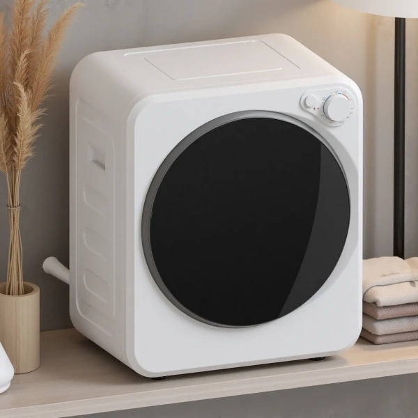 Mini Wasdroger 4 Kg Met 5 Programma's Tot 60℃ 800W/400W Luchtafvoerdroger Met Omkeerbare Roestvrijstalen Trommel Wit