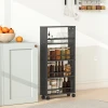 Multifunctioneel Rek Op Wielen, Smalle Bouw, 4 Vakken, 45x15x91 Cm, Zwart