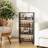 Multifunctioneel Rek Op Wielen, Smalle Bouw, 4 Vakken, 45x15x91 Cm, Zwart