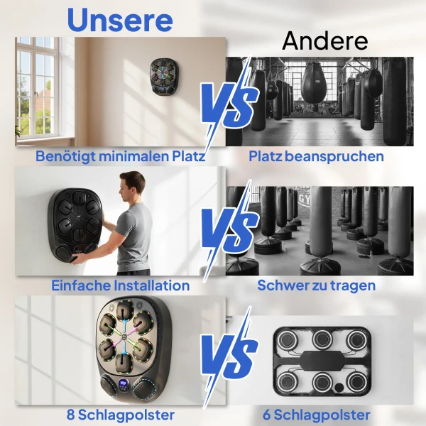 Muziek Boks Machine, Elektronische LED Boks Machine Met Dubbele Slagzones Bluetooth Handschoenen 9 Snelheid