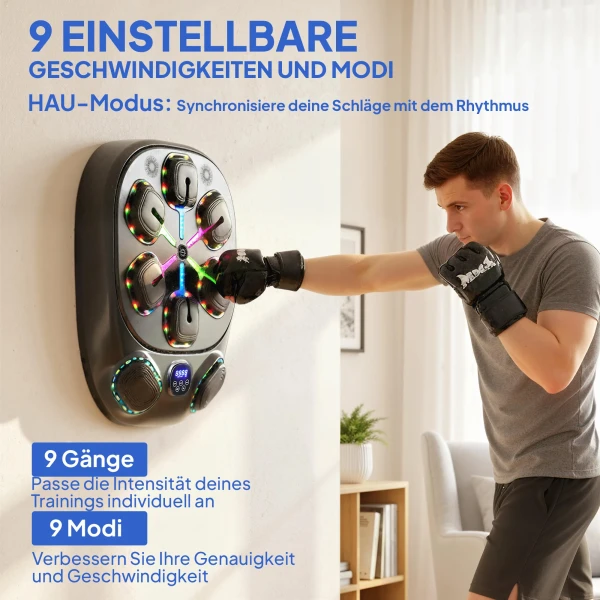 Muziek Boks Machine, Elektronische LED Boks Machine Met Dubbele Slagzones Bluetooth Handschoenen 9 Snelheid