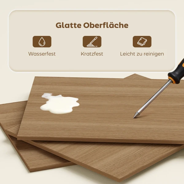 Opklapbare Bureau Keukentafel Met 4 Planken Computertafel Werktafel Laptoptafel 105 X 60 X 127 Cm Natuurhout