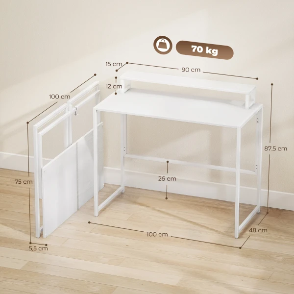Opklapbare Computertafel Met Monitorbeugel Voor Studeerkamer 100 X 48 X 87,5 Cm