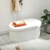 Opklapbare Zitbank Met Opbergruimte, Gestoffeerde Bank Met Fluwelen Look Voor Woonkamer 76 X 38 X 35 Cm Crème