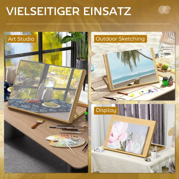 Opvouwbare Tafel Ezel 75,8x51cm Verstelbare Zitezel Gemaakt Van Beukenhout