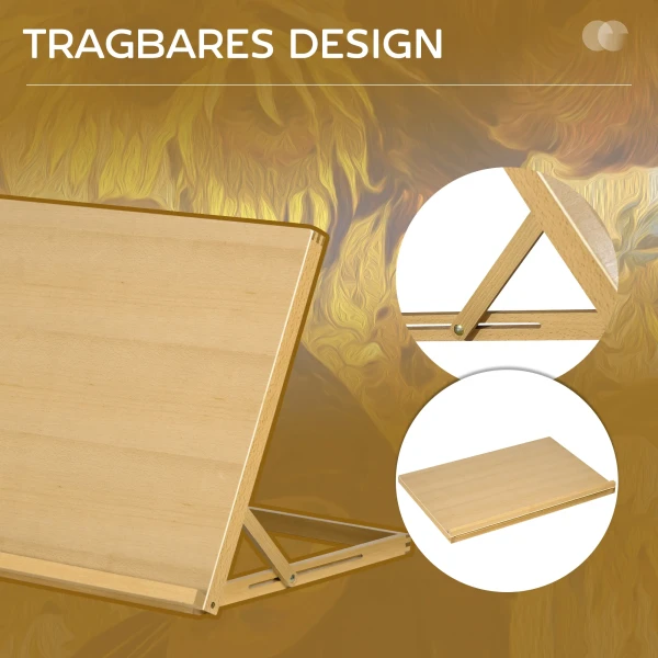 Opvouwbare Tafel Ezel 75,8x51cm Verstelbare Zitezel Gemaakt Van Beukenhout