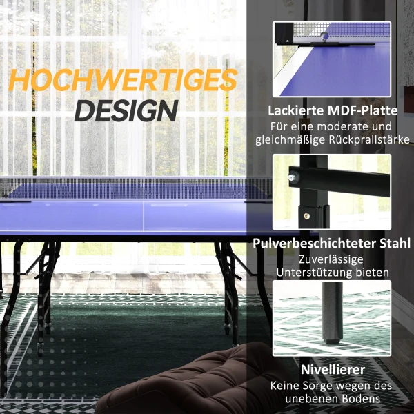 Opvouwbare Tafeltennistafel Mid Size Inclusief Tafeltennisnet 3 Ballen 12mm Tafelblad
