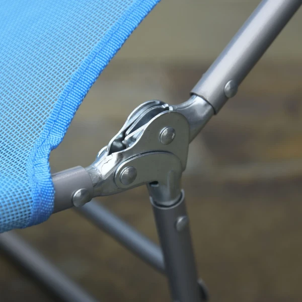 Opvouwbare Zonneligstoel Met Kussen Voor De Tuin, 5 voudig Verstelbare Rugleuning Tot 120 Kg Blauw