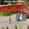 Parasol, Tuinparasol, Kantelbaar, Met Handslinger, Winddak, Polyester+Staal, Wijnrood, 295 X 152 Cm