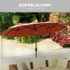 Parasol, Tuinparasol, Kantelbaar, Met Handslinger, Winddak, Polyester+Staal, Wijnrood, 295 X 152 Cm