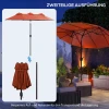 Parasol, Tuinparasol, Kantelbaar, Met Handslinger, Winddak, Polyester+Staal, Wijnrood, 295 X 152 Cm