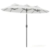 Parasol, Tuinparasol, Kantelbaar, Met Handzwengel, Winddak, Polyester+Staal, Crèmewit, 295 X 152 Cm