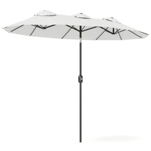 Parasol, Tuinparasol, Kantelbaar, Met Handzwengel, Winddak, Polyester+Staal, Crèmewit, 295 X 152 Cm