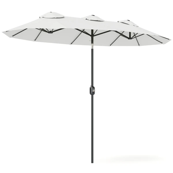 Parasol, Tuinparasol, Kantelbaar, Met Handzwengel, Winddak, Polyester+Staal, Crèmewit, 295 X 152 Cm