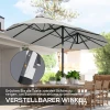 Parasol, Tuinparasol, Kantelbaar, Met Handzwengel, Winddak, Polyester+Staal, Crèmewit, 295 X 152 Cm