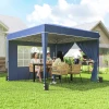 Paviljoen 3 X 3 M Waterdicht In Hoogte Verstelbaar Pop up Vouwpaviljoen Met 2 Zijpanelen, UV 50+ Opvouwbaar Donkerblauw