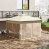 Paviljoen 3,3x3,3m Waterafstotend Pop up Vouwpaviljoen Met LED, Dubbeldak, Muggennet 4 Zijpanelen Tas