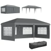 Paviljoen Ca. 3x6m Waterdicht Pop up Vouwpaviljoen Met 4 Zijwanden, Venster UV Bescherming Draagtas Grijs