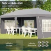 Paviljoen Ca. 3x6m Waterdicht Pop up Vouwpaviljoen Met 4 Zijwanden, Venster UV Bescherming Draagtas Grijs