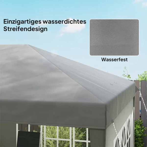 Paviljoen Ca. 3x6m Waterdicht Pop up Vouwpaviljoen Met 4 Zijwanden, Venster UV Bescherming Draagtas Grijs