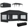 Paviljoen Ca. 3x6m Waterdicht Pop up Vouwpaviljoen Met 4 Zijwanden, Venster UV Bescherming Draagtas Zwart