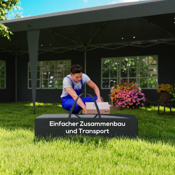 Paviljoen Ca. 3x6m Waterdicht Pop up Vouwpaviljoen Met 4 Zijwanden, Venster UV Bescherming Draagtas Zwart