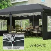 Paviljoen Ca. 3x6m Waterdicht Pop up Vouwpaviljoen Met 4 Zijwanden, Venster UV Bescherming Draagtas Zwart
