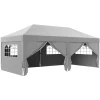Paviljoen Ca. 6x3m Stabiel Winterbestendig Pop up Vouwpaviljoen Met Vensters, Ritssluiting Deur, Zijpanelen, UV Bescherming