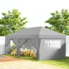 Paviljoen Ca. 6x3m Stabiel Winterbestendig Pop up Vouwpaviljoen Met Vensters, Ritssluiting Deur, Zijpanelen, UV Bescherming