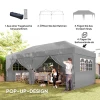 Paviljoen Ca. 6x3m Stabiel Winterbestendig Pop up Vouwpaviljoen Met Vensters, Ritssluiting Deur, Zijpanelen, UV Bescherming