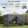 Paviljoen Van 3 X 3 M Met 4 Zijwanden, Ramen, Feesttent Met UV bescherming, Tuintent Incl. Draagtas, Staal, Grijs