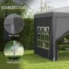 Paviljoen Van 3 X 3 M Met 4 Zijwanden, Ramen, Feesttent Met UV bescherming, Tuintent Incl. Draagtas, Staal, Grijs