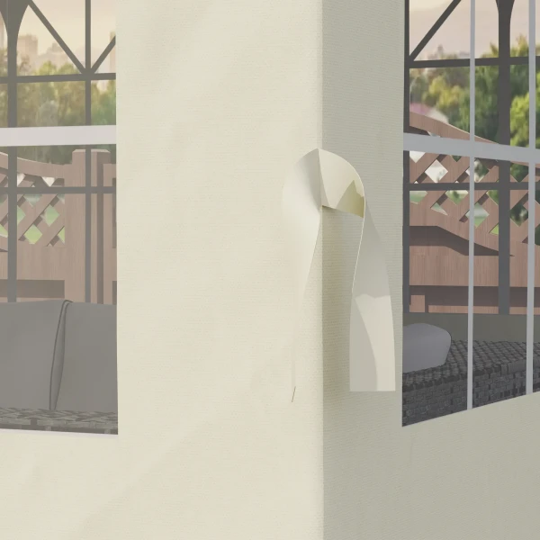 Paviljoen Zijwanden, 4 Zijwandpanelen Voor Tuinpaviljoen, Met Rits, 3 X 4 M Paviljoen, Crèmewit